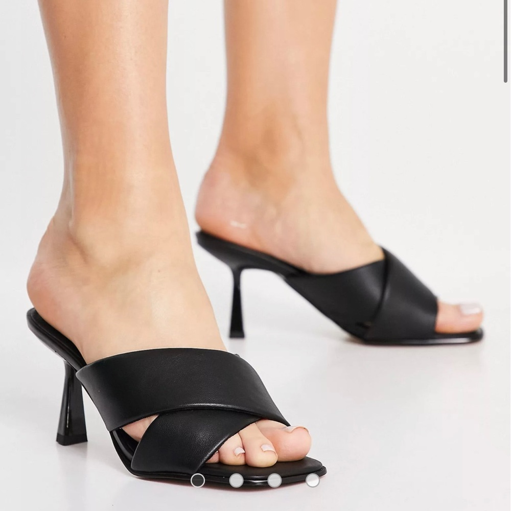 River Island crossover heeled sandals in black